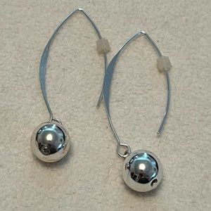 New York & Company - Silver 2 Inch Drop Earrings with Silver Ball
